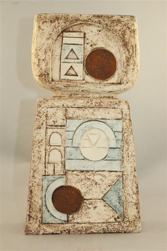 A Troika pottery double slab vase, c.1970, 35.5cm.